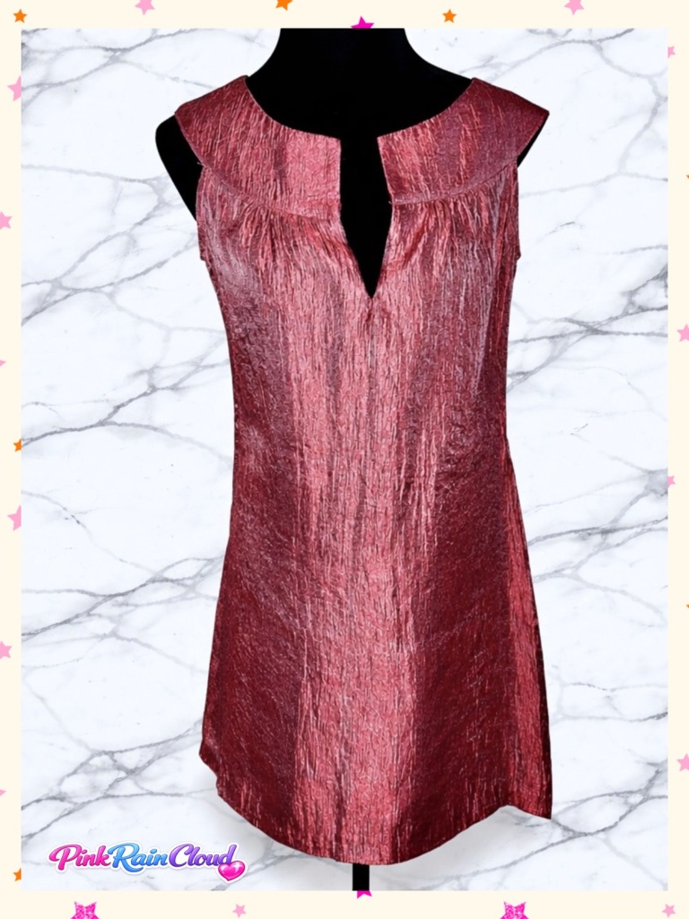 Renee C Red Shimmer Y2K Sleeveless Shift Mini Dress Women’s Medium